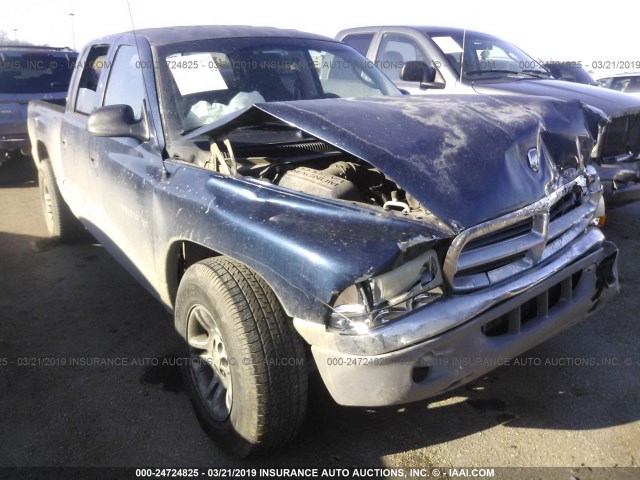 1B7GL2AN51S140398 - 2001 DODGE DAKOTA QUAD Navy photo 1