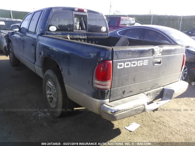 1B7GL2AN51S140398 - 2001 DODGE DAKOTA QUAD Navy photo 3