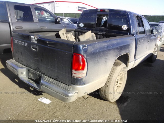 1B7GL2AN51S140398 - 2001 DODGE DAKOTA QUAD Navy photo 4