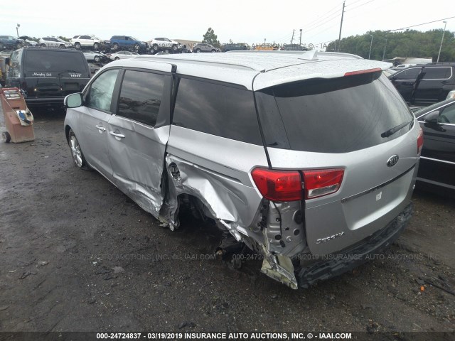 KNDMB5C13G6144274 - 2016 KIA SEDONA LX SILVER photo 3