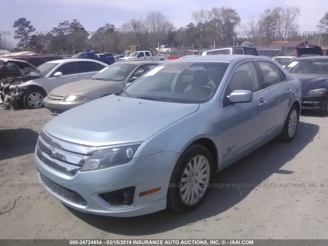 3FADP0L32AR379450 - 2010 FORD FUSION HYBRID BLUE photo 2