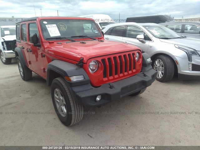 1C4HJXDN0KW562043 - 2019 JEEP 4 DOOR  RED photo 1