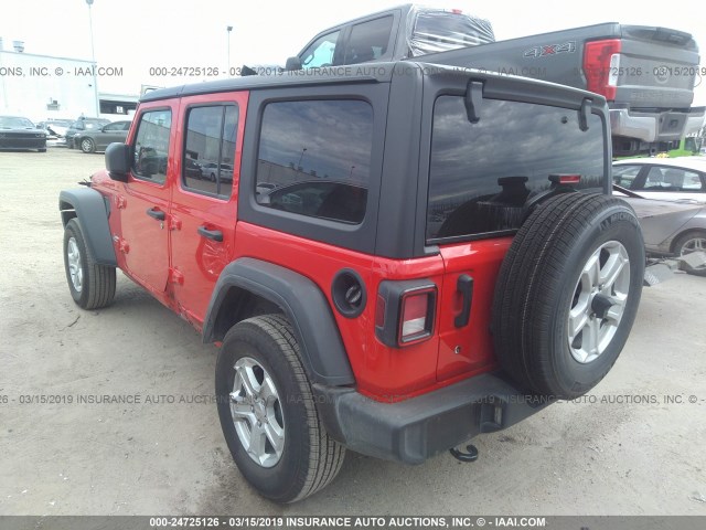 1C4HJXDN0KW562043 - 2019 JEEP 4 DOOR  RED photo 3