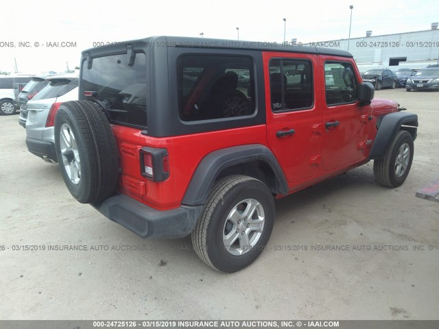 1C4HJXDN0KW562043 - 2019 JEEP 4 DOOR  RED photo 4