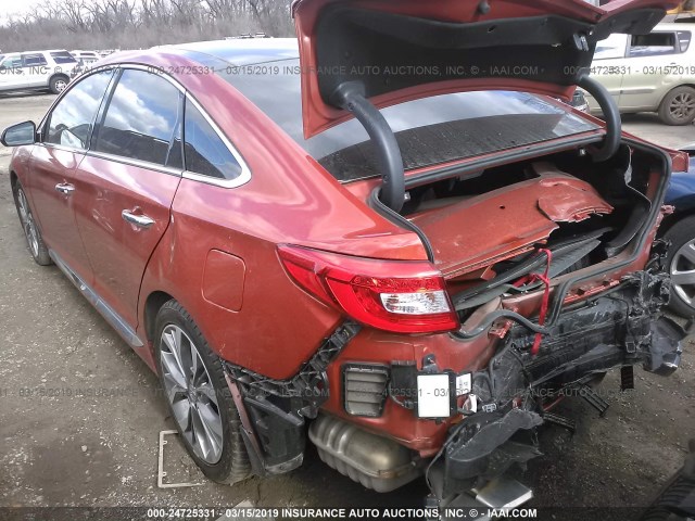 5NPE34AB0FH175865 - 2015 HYUNDAI SONATA SPORT/LIMITED ORANGE photo 3