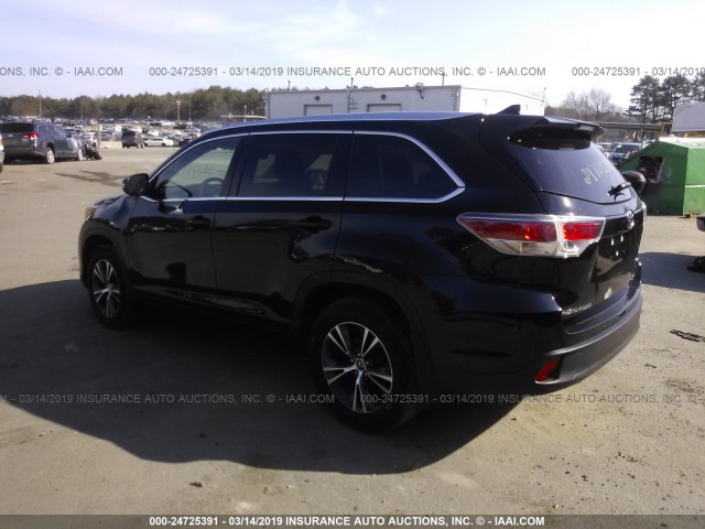 5TDJKRFH4GS504011 - 2016 TOYOTA HIGHLANDER XLE BLACK photo 3