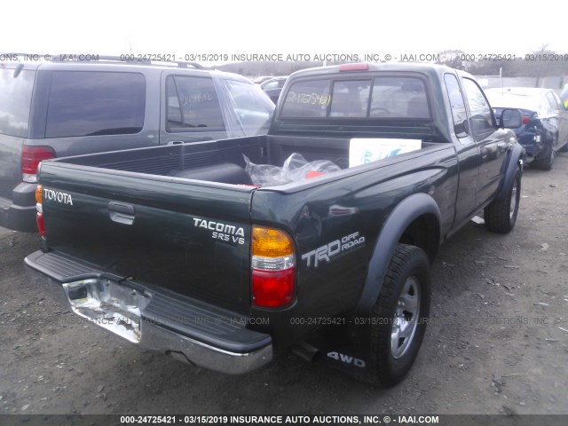 5TEWN72N31Z783460 - 2001 TOYOTA TACOMA XTRACAB GREEN photo 4