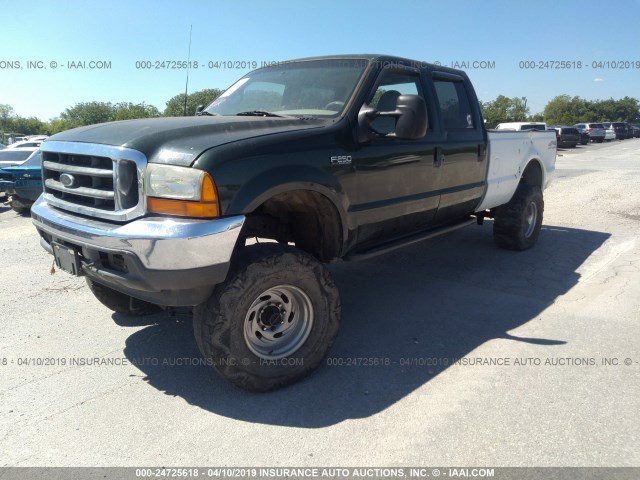 1FTNW21F51ED90875 - 2001 FORD F250 SUPER DUTY GREEN photo 2