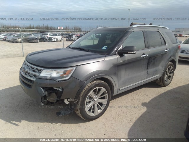 1FM5K7F83KGB11377 - 2019 FORD EXPLORER LIMITED GRAY photo 2