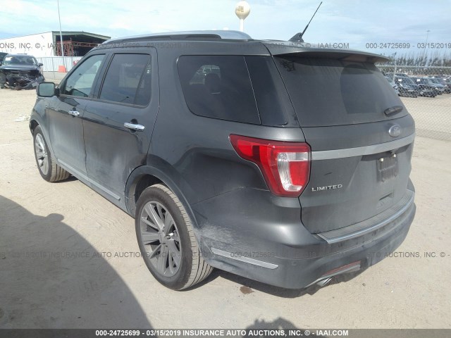 1FM5K7F83KGB11377 - 2019 FORD EXPLORER LIMITED GRAY photo 3