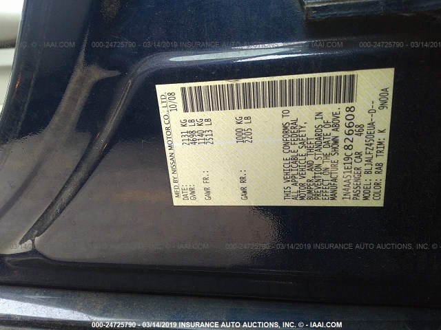 1N4AA51E19C826608 - 2009 NISSAN MAXIMA S/SV BLUE photo 9