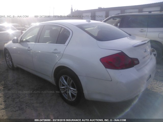 JN1DV6AR9BM653752 - 2011 INFINITI G25 WHITE photo 3