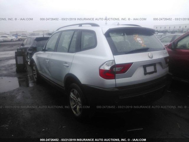 WBXPA93414WD00377 - 2004 BMW X3 3.0I SILVER photo 3