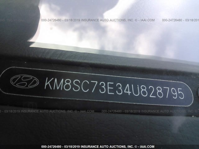 KM8SC73E34U828795 - 2004 HYUNDAI SANTA FE GLS/LX SILVER photo 9