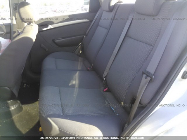 KL1TD56648B004683 - 2008 CHEVROLET AVEO LS SILVER photo 8