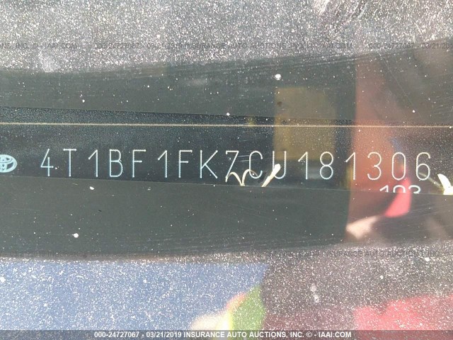 4T1BF1FK7CU181306 - 2012 TOYOTA CAMRY SE/LE/XLE BLACK photo 9