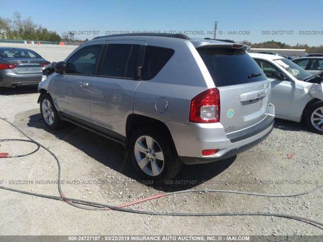 1C4NJCBA3CD606206 - 2012 JEEP COMPASS SPORT SILVER photo 3