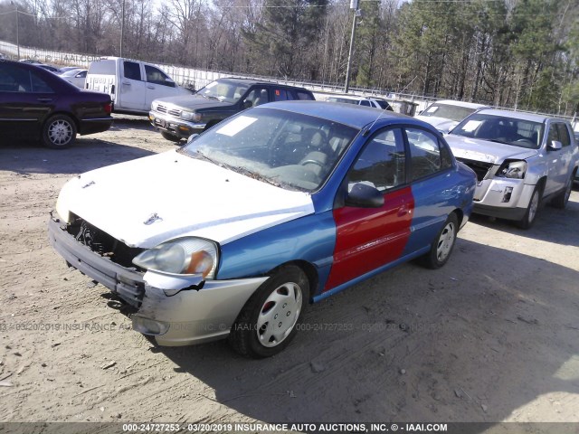 KNADC125656383693 - 2005 KIA RIO BLUE photo 2