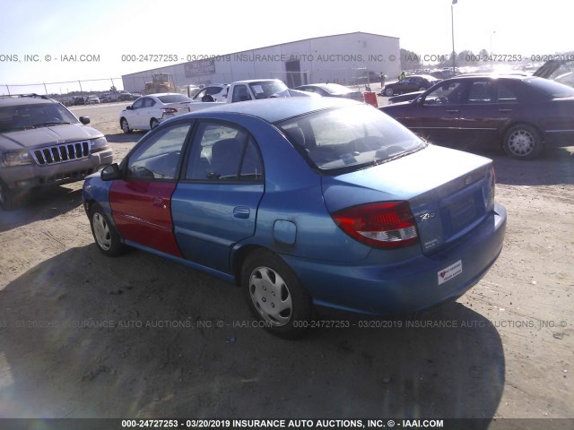 KNADC125656383693 - 2005 KIA RIO BLUE photo 3