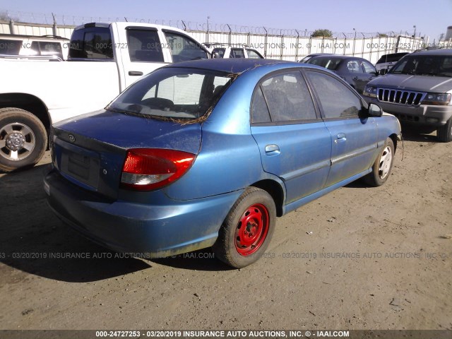 KNADC125656383693 - 2005 KIA RIO BLUE photo 4