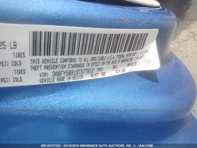 3A8FY58919T577812 - 2009 CHRYSLER PT CRUISER TOURING BLUE photo 9