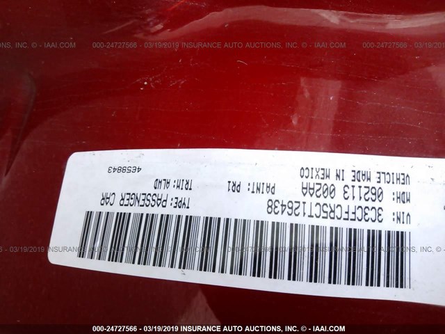 3C3CFFCR5CT126438 - 2012 FIAT 500 LOUNGE RED photo 9