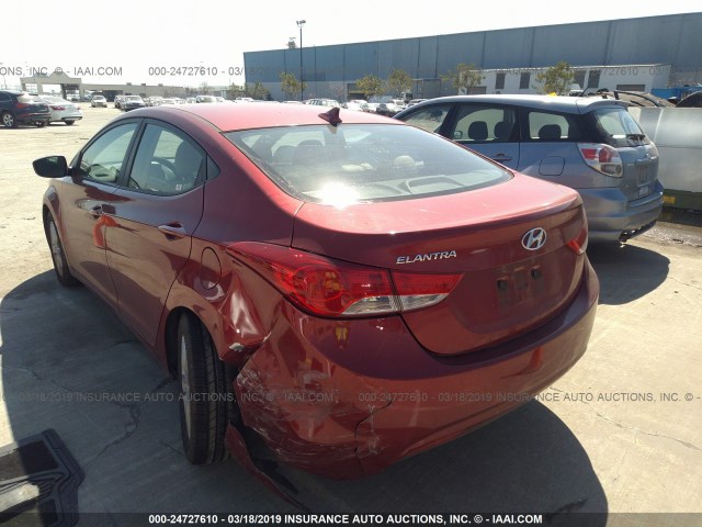 5NPDH4AE5DH248474 - 2013 HYUNDAI ELANTRA GLS/LIMITED RED photo 3