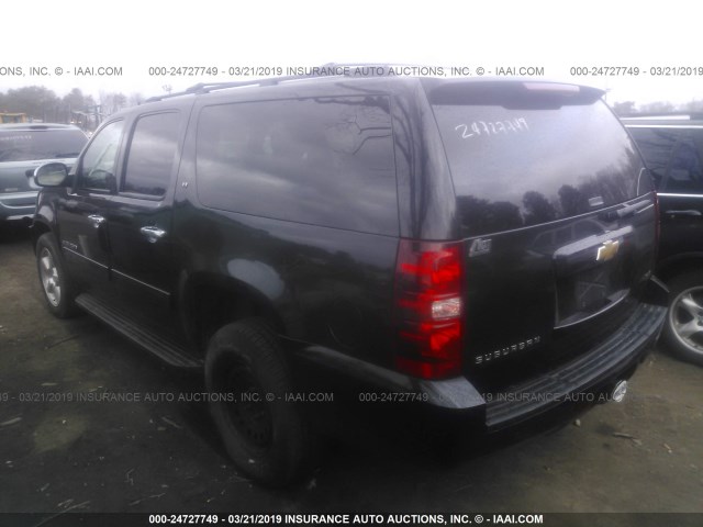 1GNSKJE72CR226675 - 2012 CHEVROLET SUBURBAN K1500 LT BLACK photo 3