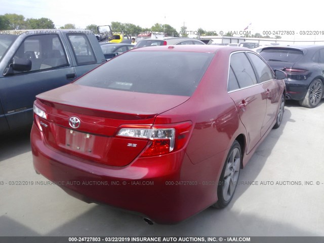 4T1BF1FK0CU624072 - 2012 TOYOTA CAMRY SE/LE/XLE RED photo 4