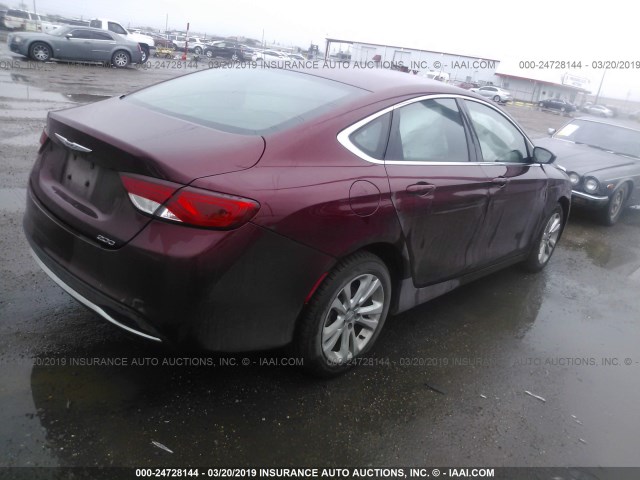 1C3CCCABXFN543328 - 2015 CHRYSLER 200 LIMITED BURGUNDY photo 4