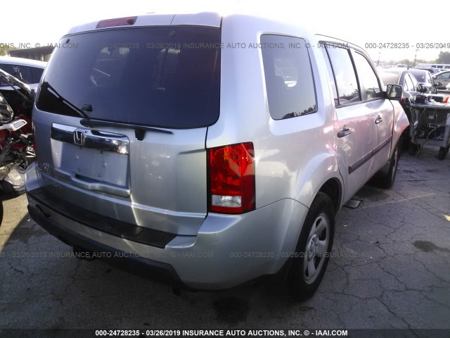 5FNYF3H27BB016208 - 2011 HONDA PILOT LX SILVER photo 4