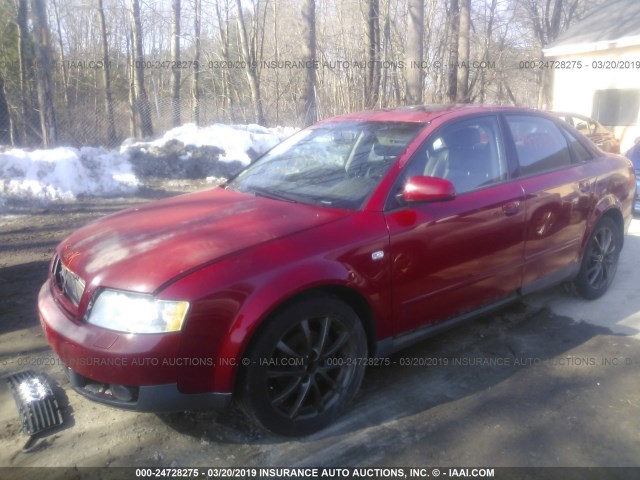 WAULC68E73A397547 - 2003 AUDI A4 1.8T QUATTRO RED photo 2