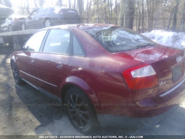 WAULC68E73A397547 - 2003 AUDI A4 1.8T QUATTRO RED photo 3