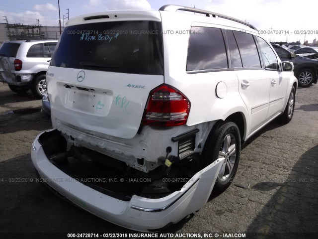 4JGBF71E47A212250 - 2007 MERCEDES-BENZ GL 450 4MATIC WHITE photo 4