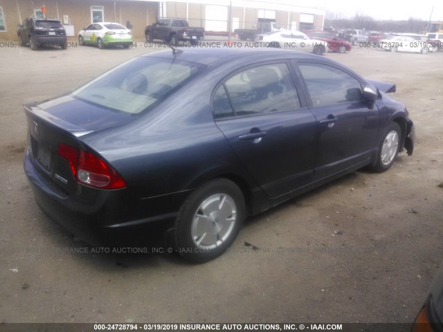 JHMFA362X7S020089 - 2007 HONDA CIVIC HYBRID GRAY photo 4