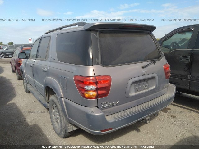 5TDZT38A12S100945 - 2002 TOYOTA SEQUOIA LIMITED GRAY photo 3