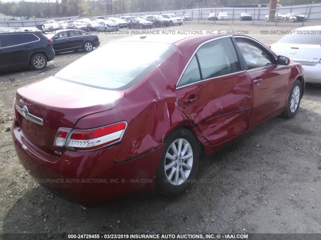 4T4BF3EK0BR176448 - 2011 TOYOTA CAMRY SE/LE/XLE RED photo 4