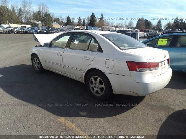 5NPEU46C36H163224 - 2006 HYUNDAI SONATA GLS/LX WHITE photo 3