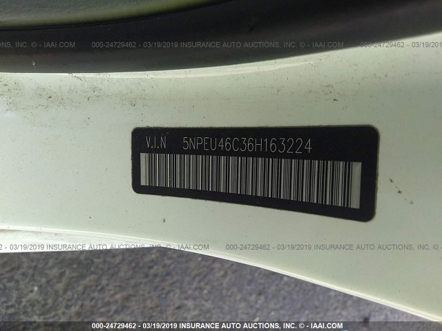 5NPEU46C36H163224 - 2006 HYUNDAI SONATA GLS/LX WHITE photo 9