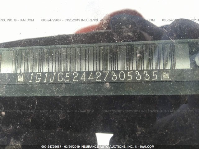 1G1JC524427305335 - 2002 CHEVROLET CAVALIER CNG WHITE photo 9