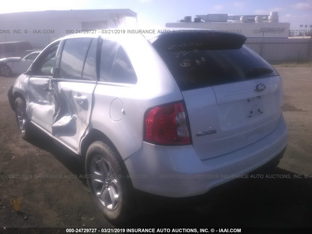 2FMDK3JC6EBB56518 - 2014 FORD EDGE SEL WHITE photo 3