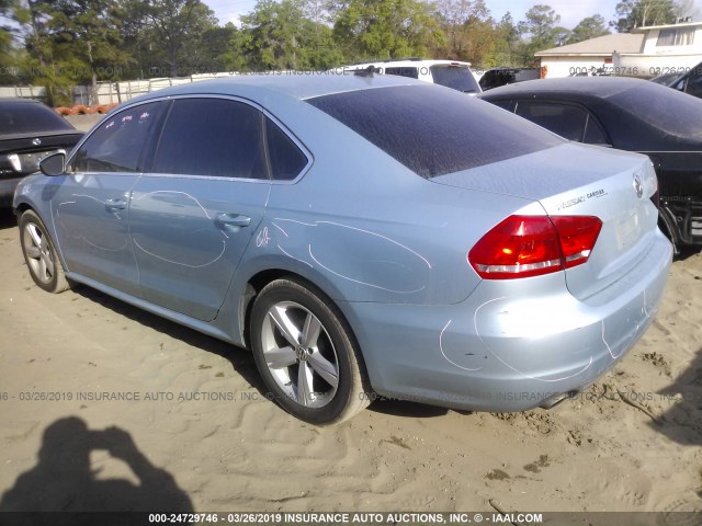 1VWBP7A3XCC064357 - 2012 VOLKSWAGEN PASSAT SE Light Blue photo 3