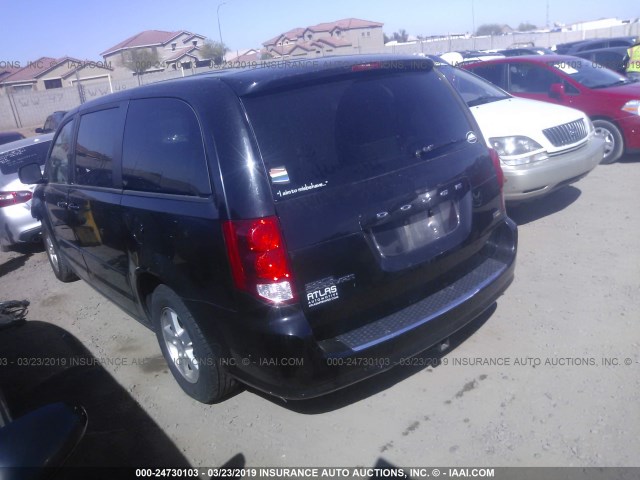 2C4RDGCG5CR204672 - 2012 DODGE GRAND CARAVAN SXT BLACK photo 3