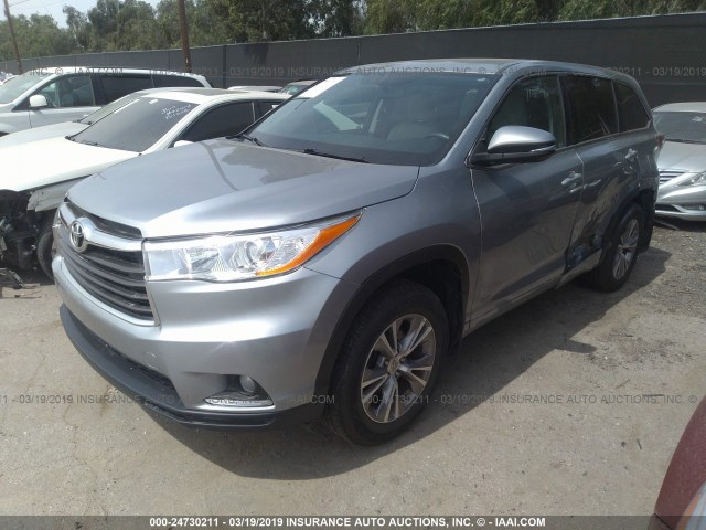 5TDBKRFH2FS196243 - 2015 TOYOTA HIGHLANDER LE/LE PLUS SILVER photo 2