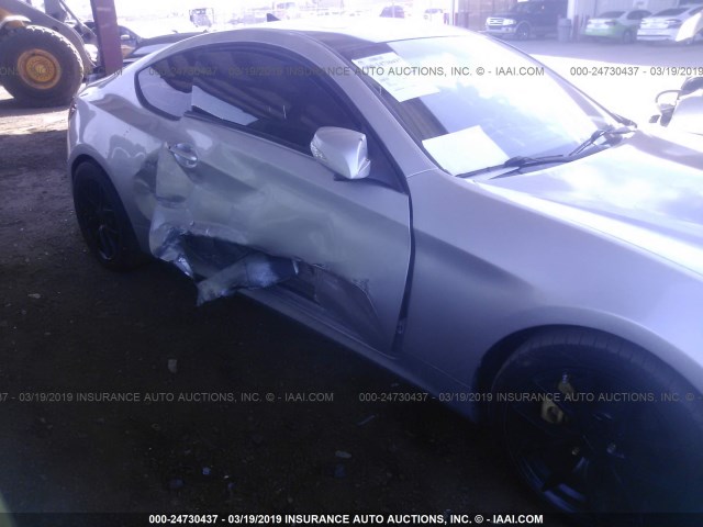 KMHHU6KH1AU025203 - 2010 HYUNDAI GENESIS COUPE 3.8L SILVER photo 6