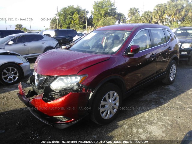 JN8AT2MV4GW138262 - 2016 NISSAN ROGUE S/SL/SV RED photo 2