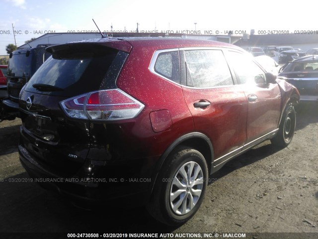 JN8AT2MV4GW138262 - 2016 NISSAN ROGUE S/SL/SV RED photo 4