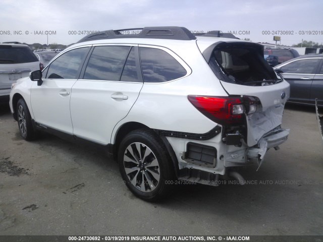 4S4BSENC8G3325020 - 2016 SUBARU OUTBACK 3.6R LIMITED WHITE photo 3