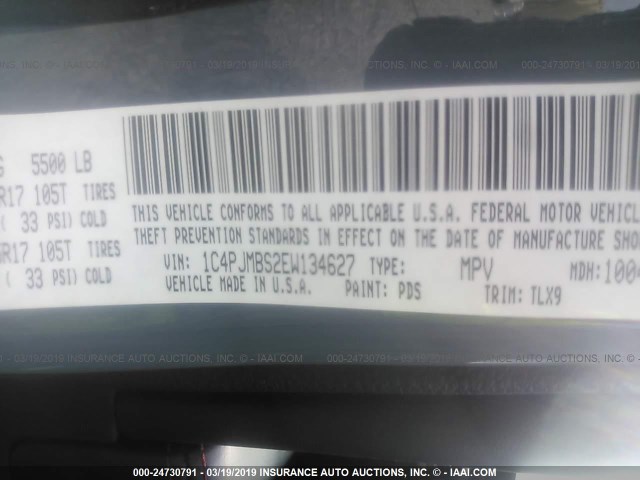 1C4PJMBS2EW134627 - 2014 JEEP CHEROKEE TRAILHAWK 蓝色 照片 9