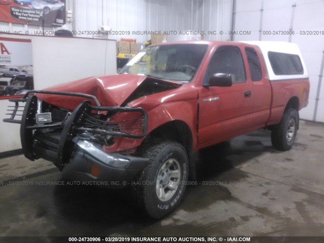 4TAWN72N4XZ521981 - 1999 TOYOTA TACOMA XTRACAB RED photo 2